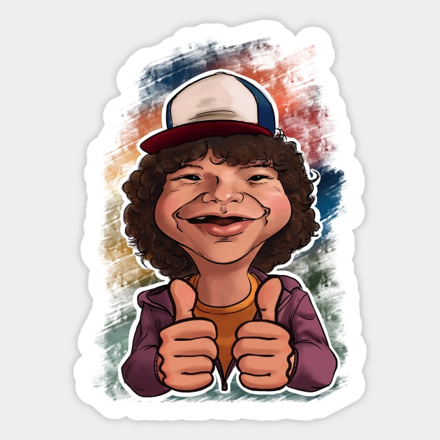 Dustin thumbs up caricature Sticker by quenguyen